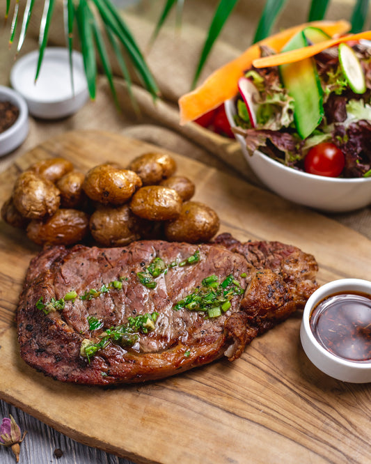 Ribeye Steaks w/ Au Jus and Horseradish Sauce